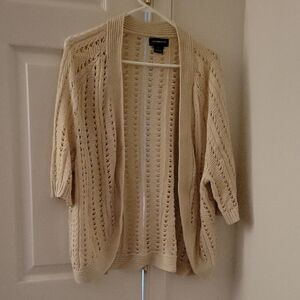Liz Claiborne Cream Open-Knit Cardigan